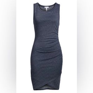 Leith Ruched Body-con Sleeveless Dress In Navy